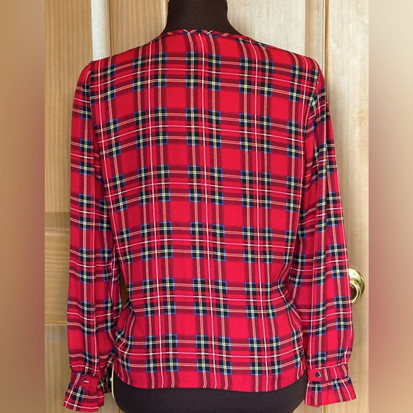 J CREW sMP polyester chiffon plaid blouse Perfect for the holidays!! Looks new! - Picture 2 of 7